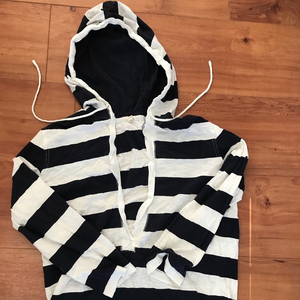 J. Crew Hooded Beach Cover Up; navy & white stripe